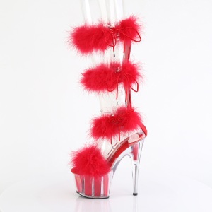 Red 18 cm ADORE-728F exotic pole dance high heel sandals with feathers