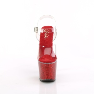 Red 18 cm LOVESICK-708SG glitter platform sandals shoes