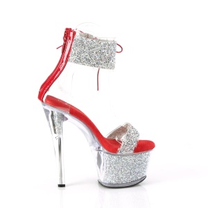 Red 18 cm SKY-327RSI pleaser high heels with strass ankle cuff