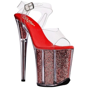 Red 20 cm FLAMINGO-808G High Heels Glitter Platform