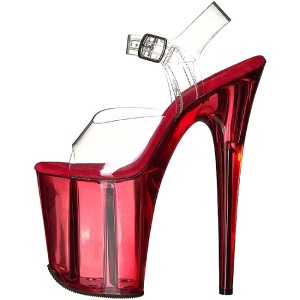 Red 20 cm FLAMINGO-808T Acrylic Platform High Heeled Sandal