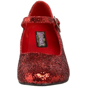 Red Glitter 5 cm SCHOOLGIRL-50G Pumps Mary Jane