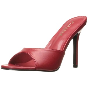 Red Leatherette 10 cm CLASSIQUE-01 big size mules shoes