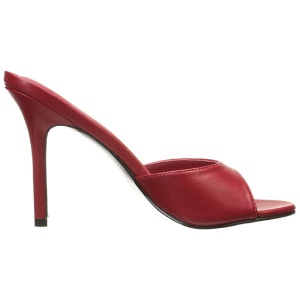 Red Leatherette 10 cm CLASSIQUE-01 big size mules shoes