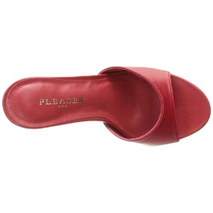 Red Leatherette 10 cm CLASSIQUE-01 big size mules shoes