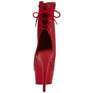 Red Matte 15 cm DELIGHT-1018 Platform Ankle Calf Boots