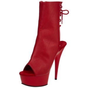 Red Matte 15 cm DELIGHT-1018 Platform Ankle Calf Boots