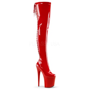 Red Patent 20 cm FLAMINGO-3063 Platform Thigh High Boots