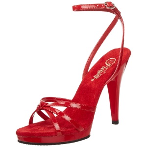 Red Shiny 12 cm FLAIR-436 Womens High Heel Sandals