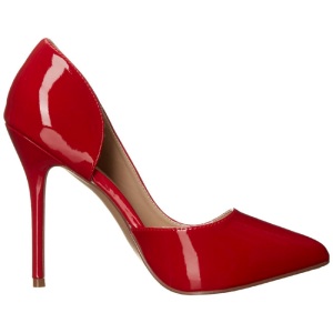 Red Shiny 13 cm AMUSE-22 Low Heeled Classic Pumps Shoes