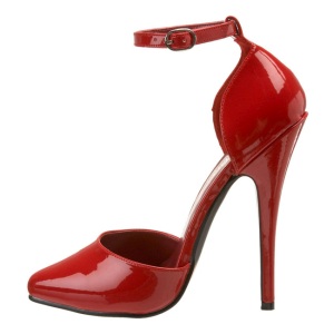 Red Shiny 15 cm DOMINA-402 High Heel Pumps for Men