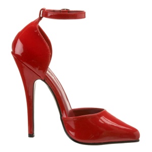 Red Shiny 15 cm DOMINA-402 High Heel Pumps for Men