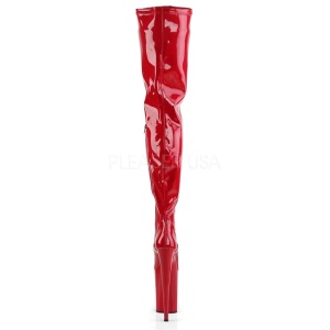 Red Shiny 23 cm PLEASER INFINITY-4000 Platform Over Knee Boots