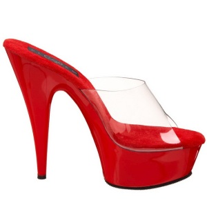 Red Transparent 15,5 cm DELIGHT-601 Platform High Mules