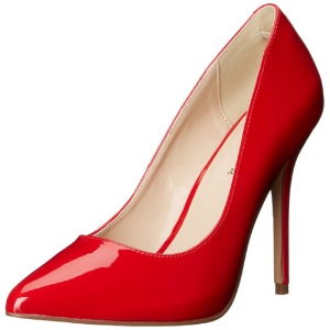 Red Varnished 13 cm AMUSE-20 pointed toe stiletto pumps