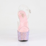 Rosa 18 cm BEJEWELED-708MS scarpe tacco alto pole dance e strass plateau