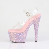 Rosa 18 cm BEJEWELED-708MS scarpe tacco alto pole dance e strass plateau