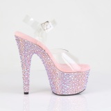 Rosa 18 cm BEJEWELED-708MS scarpe tacco alto pole dance e strass plateau