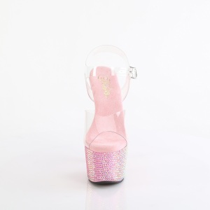 Rosa 18 cm BEJEWELED-708RRS scarpe tacco alto pole dance e strass plateau