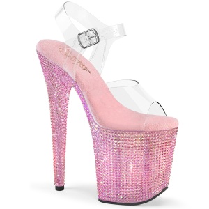 Rosa 20 cm 808RRS scarpe tacco alto pole dance e strass plateau