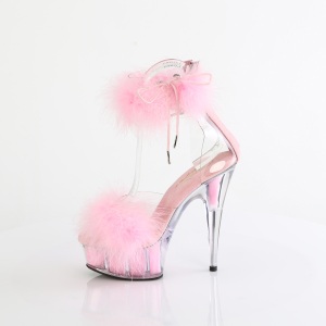 Rose 15 cm DELIGHT-624F exotic pole dance high heel sandals with feathers