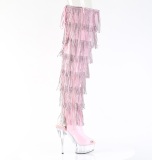 Rose 15 cm DELIGHT exotic overknee boots rhinestone fringes