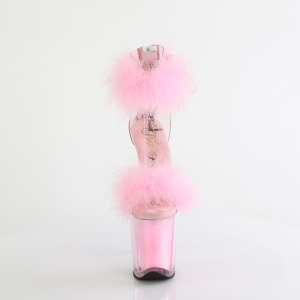 Rose 20 cm FLAMINGO-824F exotic pole dance high heel sandals with feathers