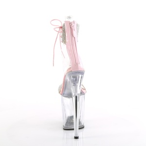 Rose 20 cm FLAMINGO-827RS transparent platform high heels with ankle straps