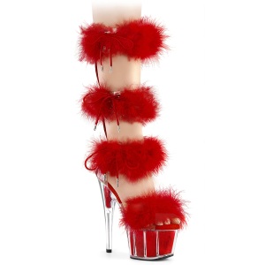 Rosso 18 cm ADORE-728F sandalo tacco alto con piume exotic pole