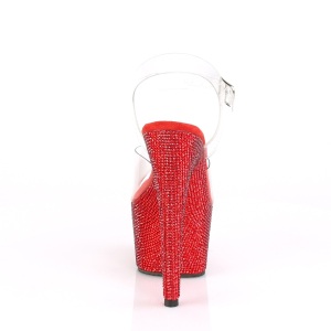 Rosso 18 cm BEJEWELED-708DM Plateau sandali alti con pietre