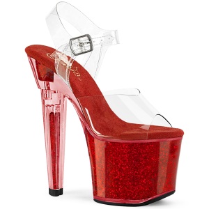 Rosso 18 cm LOVESICK-708SG scintillare plateau sandali donna con tacco