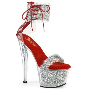 Rosso 18 cm SKY-327RSI Sandali piattaforma con polsino alla caviglia strass