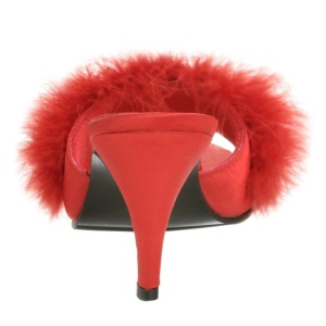 Rosso 8 cm AMOUR-03 piume di marabu Mules Scarpe