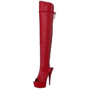 Rosso Ecopelle 15 cm DELIGHT-3019 plateau suola stivali alti lunghi con tacco