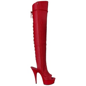 Rosso Ecopelle 15 cm DELIGHT-3019 plateau suola stivali alti lunghi con tacco