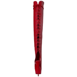 Rosso Ecopelle 15 cm DELIGHT-3019 plateau suola stivali alti lunghi con tacco