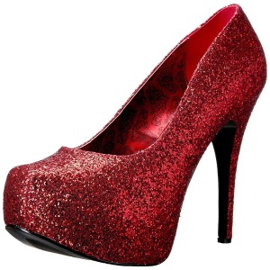 Rosso Glitter 14,5 cm Burlesque TEEZE-06GW scarpe dcollet per piedi larghi da uomo