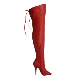 Rosso Pelle 13 cm LEGEND-8899 stivali overknee tacco alto