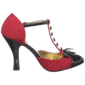 Rosso Scamosciata 10 cm SMITTEN-10 Rockabilly scarpe dcollet con tacchi bassi