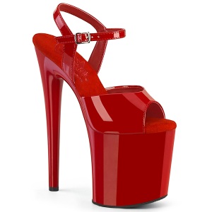 Rosso sandali pleaser con plateau e tacco 20 cm NAUGHTY-809