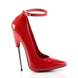 Rosso scarpe punta vernice 16 cm tacchi a spillo donna stiletto metallo