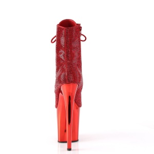 Rosso strass stivaletti pleaser con plateau e tacco 20 cm FLAMINGO-1020CHRS