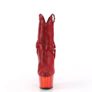 Rosso strass stivaletti texani e cowboy plateau tacco 18 cm ADORE-1029CHRS