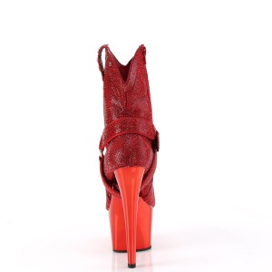 Rosso strass stivaletti texani e cowboy plateau tacco 18 cm ADORE-1029CHRS