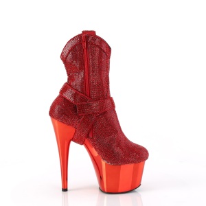 Rosso strass stivaletti texani e cowboy plateau tacco 18 cm ADORE-1029CHRS