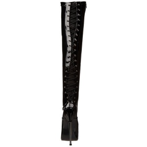 Shiny 16 cm DAGGER-3060 Overknees Boots Flat Heels