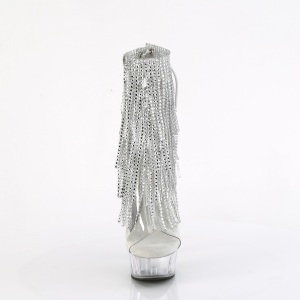 Silver 15 cm DELIGHT-1017RSF fringe ankle boots high heels