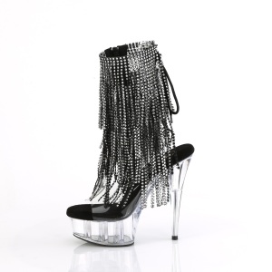 Silver 15 cm DELIGHT-1017RSF fringe ankle boots high heels