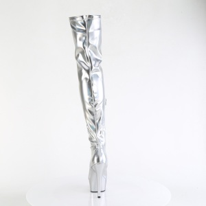 Silver 15 cm DELIGHT-3000HWR Hologram exotic pole dance overknee boots