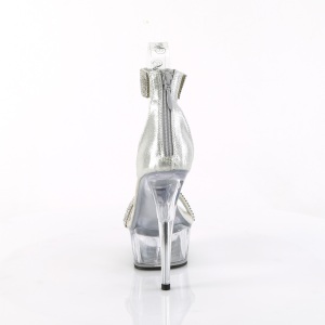 Silver 15 cm DELIGHT-641 pleaser high heels with ankle straps